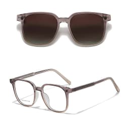 HBK Fashion Men's Magnetic Clip Sunglasses Set Flip Function 2-in-1 Vintage Polarized Sunglasses Women's Decorative Sunglasses