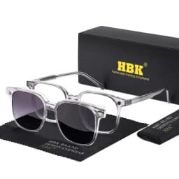 HBK Fashion Men's Magnetic Clip Sunglasses Set Flip Function 2-in-1 Vintage Polarized Sunglasses Women's Decorative Sunglasses