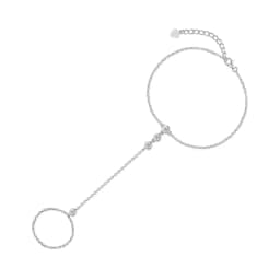 Bezel Set Round Pear Moissanite Bracelets for Women Adjustable Wrist Chain Finger Ring Bracelet 925 Sterling Silver Jewelry Gift