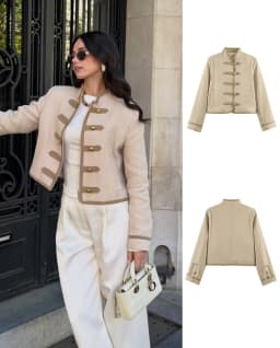 SLTNX Vintage Women's Jacket Stand Collar Single 2026 Spring Lady Chic Apricot Outwear New