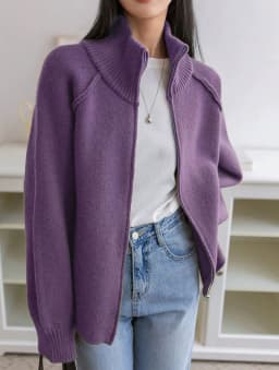 Lazy Style Sweater Jacket for Women 2026 Autumn Winter Thicken Warm Soft Knitted Cardigans Fashion Zipper Stand Collar Cardigan