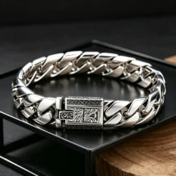 S925 Sterling Silver Heavy Solid Smooth Cuban Bracelet Men Bright Polished Curb Chain Antique Engraved Clasp Luxury Jewelry Gift