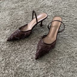 2026 String Bead Mesh Embroider Slingback High Heels Women Sexy Pointed Toe Heeled Sandals Summer Elegant Luxury Designer Shoes