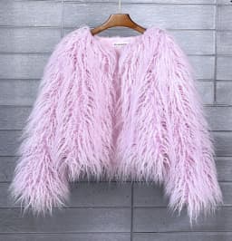 Women's Fur Coat Colorful Furry Pink Lamb Wool Faux Fur Coat Female Shaggy Sheepskin Coat Winter Artificial Fur Jacket