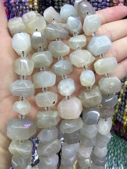 Natural White Moonlight Stone Handmade Lrregular Green Garnet Faceted Loose For Jewelry Making DIY Necklace Bracelet 15''13-18mm