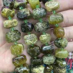Natural White Moonlight Stone Handmade Lrregular Green Garnet Faceted Loose For Jewelry Making DIY Necklace Bracelet 15''13-18mm