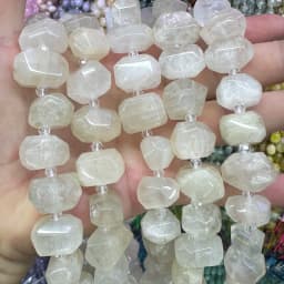Natural White Moonlight Stone Handmade Lrregular Green Garnet Faceted Loose For Jewelry Making DIY Necklace Bracelet 15''13-18mm