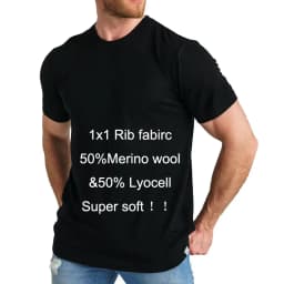 Men's Superfine Merino Wool T-Shirt Base Layer Wicking Breathable Quick Dry Anti-Odor No-itch Comfortable Fit Size