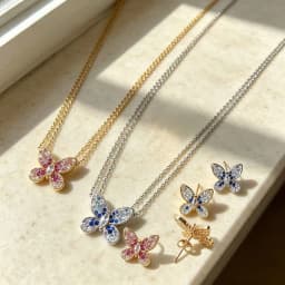Butterfly Pendant 925 Silver Colorful 5A Zircon Crystal Wing Women's Necklace Double Layer Chain Dainty Valentine's Jewelry Gift