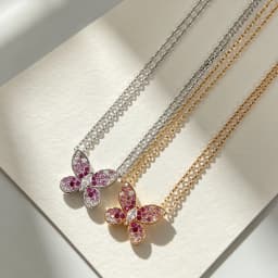 Butterfly Pendant 925 Silver Colorful 5A Zircon Crystal Wing Women's Necklace Double Layer Chain Dainty Valentine's Jewelry Gift