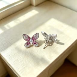 Butterfly Pendant 925 Silver Colorful 5A Zircon Crystal Wing Women's Necklace Double Layer Chain Dainty Valentine's Jewelry Gift