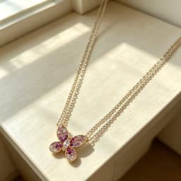 Butterfly Pendant 925 Silver Colorful 5A Zircon Crystal Wing Women's Necklace Double Layer Chain Dainty Valentine's Jewelry Gift