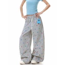 ZHIZOU Women Yellow Baggy Wide Leg Sweatpants American Star Print Pants Harajuku Japanese 2000s Style Vintage Y2k Dance Trouse