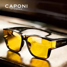 CAPONI Night Vision Men Sunglasses HUD Anti Glare Photochromic Day and Night Use Outdoor Driving Frame Cover Goggles BSYS36703