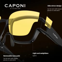 CAPONI Night Vision Men Sunglasses HUD Anti Glare Photochromic Day and Night Use Outdoor Driving Frame Cover Goggles BSYS36703