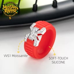 MossanRappr VVS1 Moissanite Silicone Ring 925 Sterling Silver Engagement Ring Rubber Wedding Band Jewelry Gifts for Men Women