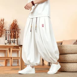 Plus Size 8XL Pants Men Summer Ice Silk Thin Lantern Pants Men Fashion Loose Breathable Casual Comfortable Wide Leg Trousers Men