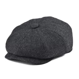 BOTVELA Tweed Wool 8 Panel Black Herringbone Newsboy Cap Men Classic 8-Quarter Panel Style Flat Caps Women Beret Hat