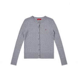 CH Embroidered Cable Knit Cardigan Women Slim Fit Crew Neck Button Front Premium Cotton Casual Daily Tops