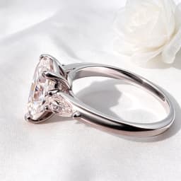 Smyoue 1-4CT Pear Cut Certified Moissanite Rings for Women 3 Gems Classic Wedding Promise Band 925 Sterling Silver Plated 18K