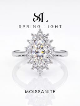 Luxury Real 1CT Marquise Moissanite Diamond Engagement Ring For Women Anniversay Wedding Party Fashion Personalized Jewelry