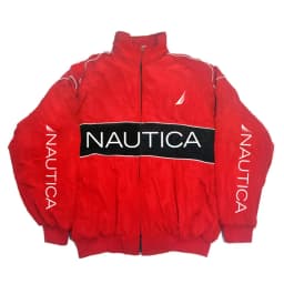 NAUTICA Color-block Quilted Jacket, Stand-collar Trench Coat, Vintage Streetwear, Men's and Women's Fashionable Sports Jacket