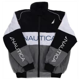 NAUTICA Color-block Quilted Jacket, Stand-collar Trench Coat, Vintage Streetwear, Men's and Women's Fashionable Sports Jacket