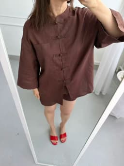 Summer Women Fashion Asian Button Chinese style Shirt Short sets