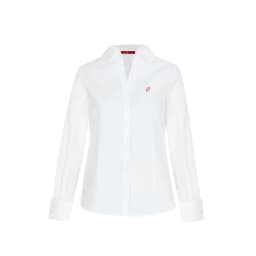 CH Women's Clothing -Women's White Button Down Shirt CHHC Logo Embroidered Long Sleeve Casual Formal Office Blouse Top