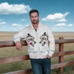 Men's Fox Plaid Knitted Sweater Blazer for Spring 2026 - Thick Knit with Zipper Closure Loose and Comfortable Style