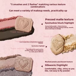 Flower Knows Strawberry Cupid Collection Make-up Palette 14g Pink Blush Highlighter Flower Know Glitter Eyeshadow Palette