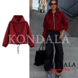 KONDALA Women Casual Trendy Plaid Jacket Hooded Zipper Pockets Jacket New Fashion 2026 Early Fall Winter High Street Cool Jacket