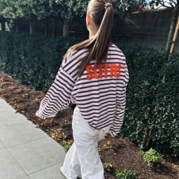 SCFFRS Striped T-shirt Unisex Oversized Sweatshirt Tops Men Women Loose Long Sleeve Pullover Knit Cotton Tees Spring Clothing