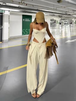 Elegant Tube Top Vest Pants Suit Women Sleeveless Sling Backless Tops Long Pleated Chic Trousers Female 2026 Summer Solid Set