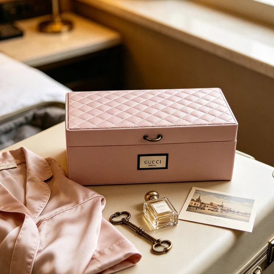Gucci’s bag Pink Floral Vintage Storage Box, Large Capacity Case For Jewelry & Cosmetics, Sweet Elegant Holiday Anniversary