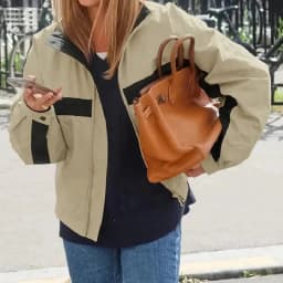 Fashion Women Khaki Jacket Color Matching Stand Collar Zipper Long Sleeve Coat Spring Fall Street Party Sporty Club Outerwear
