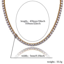 TOPGRILLZ 5MM Iced Out Bling AAA Zircon 1 Row Tennis Chain Necklace Men Hip Hop Jewelry Dropshipping