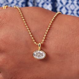 BXINY 2/3/4CT East West Oval Cut Moissanite Bead Chain Necklace S925 Silver Bezel Set Solitaire Diamond Pendant Gift Jewelry GRA