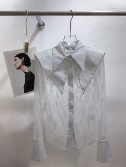 TWOTWINSTYLE Mesh Spliced Lace Slimming Sexy Blouse for Women Lapel Collar Long Sleeve Patchwork Sheer Casual Blouses Female New