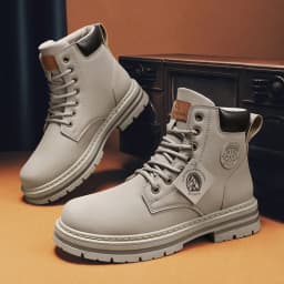 Retro Thick-Soled High-Top Boots for Men, High-Top Outdoor Work Boots, Non-Slip and Wear-Resistant Yellow Boots