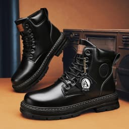 Retro Thick-Soled High-Top Boots for Men, High-Top Outdoor Work Boots, Non-Slip and Wear-Resistant Yellow Boots