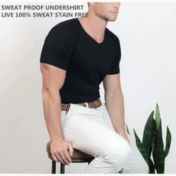 WESPROJECT Men Lancin Modal Sweatproof Anti T Shirt Against Underarm Sweat Proof Slim Fit V Neck T-Shirt