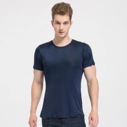 SuyaDream Mens T shirt knitted Natural Silk Solid O neck Short Sleeved Solid Tee Beige White Navy 2025 New Spring Summer Top