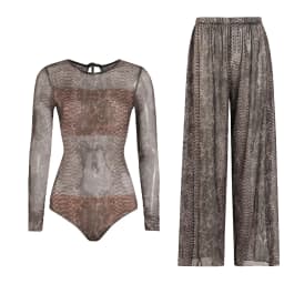Women's Long Sleeve Swimwear Sunscreen One Piece Swimsuit High Elastic Thickened Mesh Loose Pants SPF35+ New Fitness Beachwear