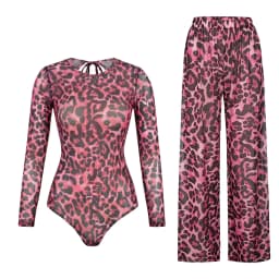 Women's Long Sleeve Swimwear Sunscreen One Piece Swimsuit High Elastic Thickened Mesh Loose Pants SPF35+ New Fitness Beachwear