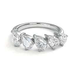 Smyoue 4*6mm Pear Cut 5 Stones Moissanite Rings for Women Luxury Dating Wedding Band Promise Real S925 Sterling Silver Jewelry