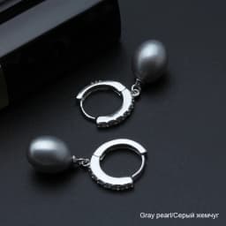 Wedding Natural White Pearl Earrings Woman,925 Silver Black Freshwater Hoop Pearl Earrings Jewelry Wife Gifts Pink