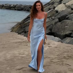 Talenza Elegant Satin Dress Women's Sexy Backless Lace Patchwork Lace-up Summer Dress Fashion Luxury Ladies Party Evening Dress