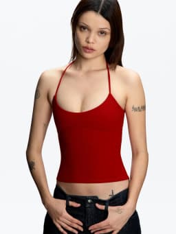 Tank Top with Multiple Colors and Tie Straps, Metal Accessories, Hollow Back Design, Slim Fit, Backless Top, Suitable for Layering or Wearing Alone, U-Neck Tank Top