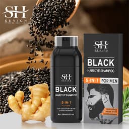 SEVICH 5 In1 Men's Black Hair & Beard Dye Shampoo Instant Gray Coverage Pure Plant-Based Instant Hair Dye Cream Beard Hair Care